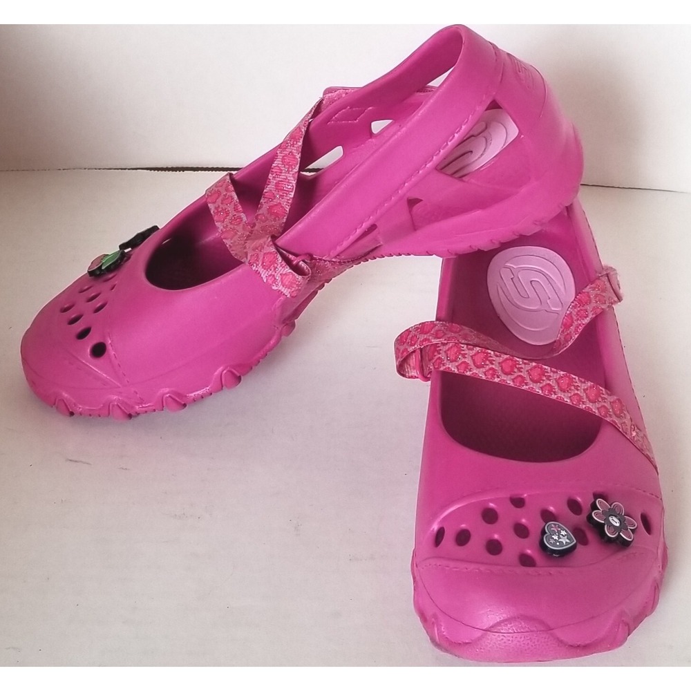 SKECHERS Cali Gear Girls 4Y Pink Mary Jane Strappy Flats Water Shoes Gardening